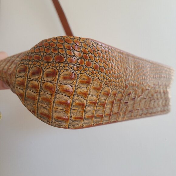 Brahmin Isabelle Croc Embossed Leather Cross Body Shoulder Bag Brown - Picture 5 of 9